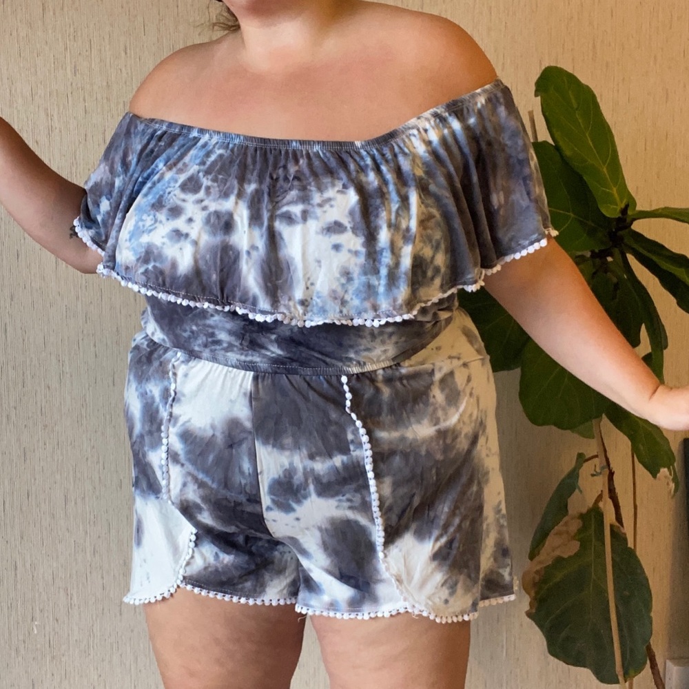 Tie Dye Off the Shoulder Romper